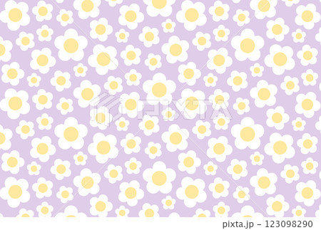 ポップでレトロな花のシームレスパターン 123098290