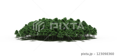 group of trees with a shadow under it, isolated on a transparent background, 3D illustration, cg render 123098360