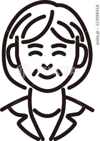 人物　女性　ミドル　シニア　スーツ　ビジネス　線　ピクトグラム　シンプル　アイコン　イラスト　素材 123098418