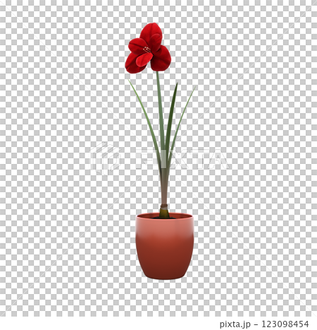 decorative flower in a pot isolate on a transparent background, 3D illustration, cg render 123098454