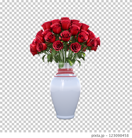 decorative flower in a pot isolate on a transparent background, 3D illustration, cg render 123098458