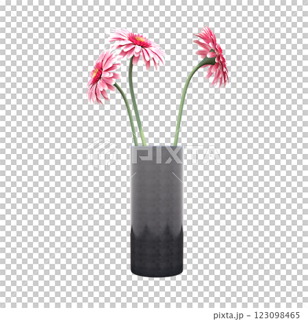 decorative flower in a pot isolate on a transparent background, 3D illustration, cg render 123098465