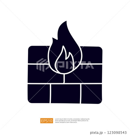 The image depicts a stylized flame icon above a brick wall, suggesting themes of fire safety or heating. The image depicts a stylized flame icon above a brick wall, suggesting themes of fire safety or heating. 123098543