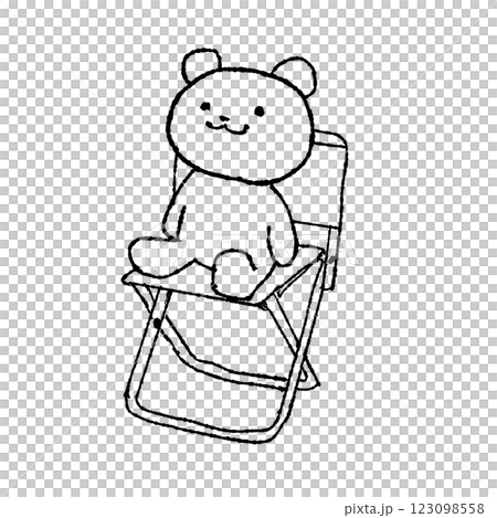 坐在露營椅上的可愛熊 123098558