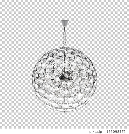 crystal chandelier for the interior isolated on transparent background, home lighting, 3D illustration, cg render 123098573