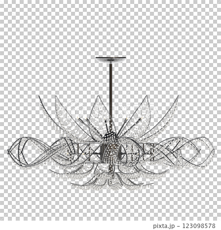 crystal chandelier for the interior isolated on transparent background, home lighting, 3D illustration, cg render crystal chandelier for the interior isolated on transparent background, home lighting, 3D illustration, cg render 123098578