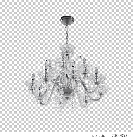 crystal chandelier for the interior isolated on transparent background, home lighting, 3D illustration, cg render 123098583