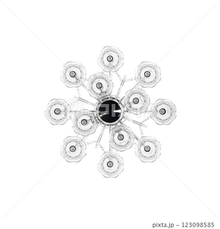 crystal chandelier for the interior isolated on transparent background, home lighting, 3D illustration, cg render 123098585