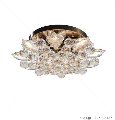 crystal chandelier for the interior isolated on transparent background, home lighting, 3D illustration, cg render crystal chandelier for the interior isolated on transparent background, home lighting, 3D illustration, cg render 123098587