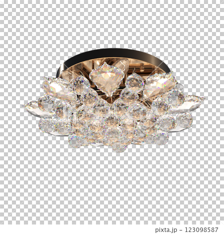 crystal chandelier for the interior isolated on transparent background, home lighting, 3D illustration, cg render crystal chandelier for the interior isolated on transparent background, home lighting, 3D illustration, cg render 123098587