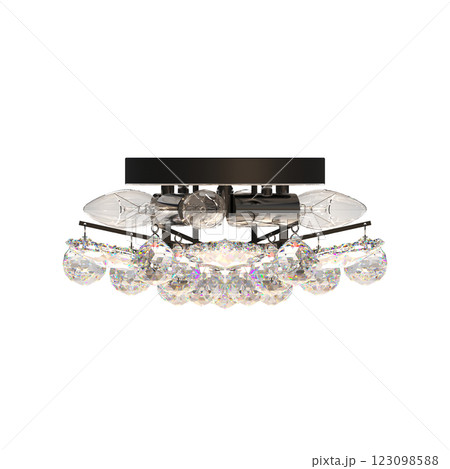 crystal chandelier for the interior isolated on transparent background, home lighting, 3D illustration, cg render crystal chandelier for the interior isolated on transparent background, home lighting, 3D illustration, cg render 123098588