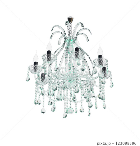 crystal chandelier for the interior isolated on transparent background, home lighting, 3D illustration, cg render 123098596