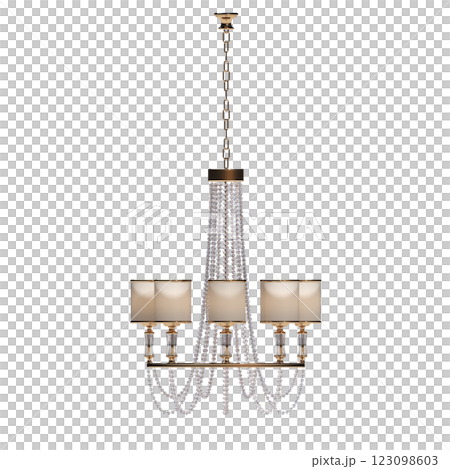 crystal chandelier for the interior isolated on transparent background, home lighting, 3D illustration, cg render crystal chandelier for the interior isolated on transparent background, home lighting, 3D illustration, cg render 123098603