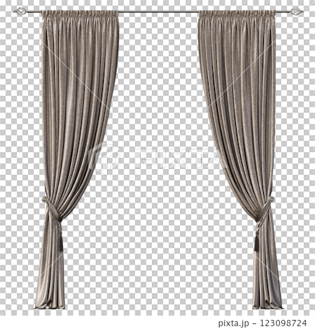curtain isolated on a transparent background, interior decorations, 3D illustration, cg render 123098724