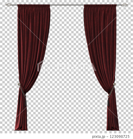 curtain isolated on a transparent background, interior decorations, 3D illustration, cg render 123098725