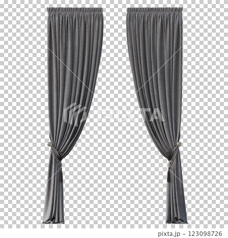 curtain isolated on a transparent background, interior decorations, 3D illustration, cg render 123098726