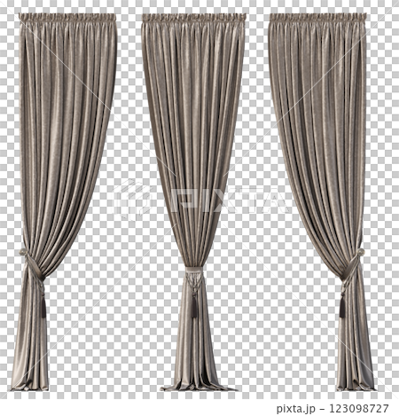 curtain isolated on a transparent background, interior decorations, 3D illustration, cg render 123098727