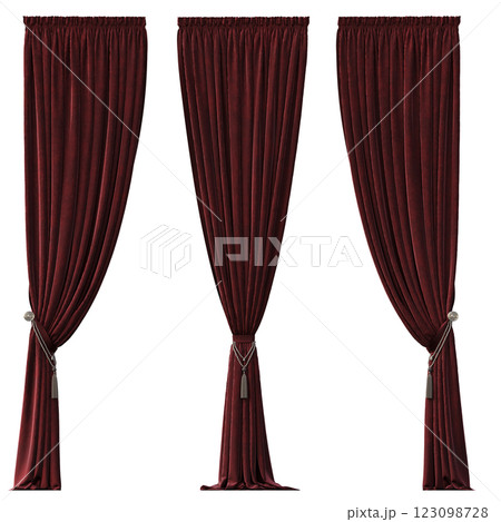 curtain isolated on a transparent background, interior decorations, 3D illustration, cg render curtain isolated on a transparent background, interior decorations, 3D illustration, cg render 123098728