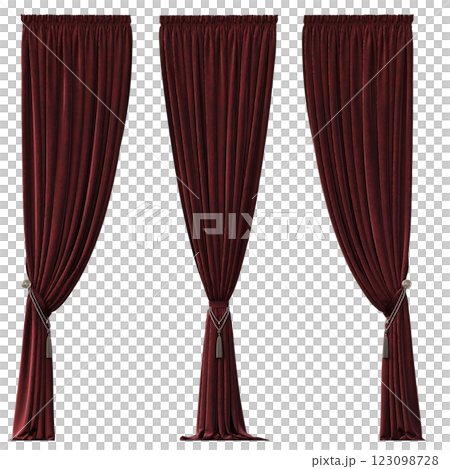 curtain isolated on a transparent background, interior decorations, 3D illustration, cg render curtain isolated on a transparent background, interior decorations, 3D illustration, cg render 123098728