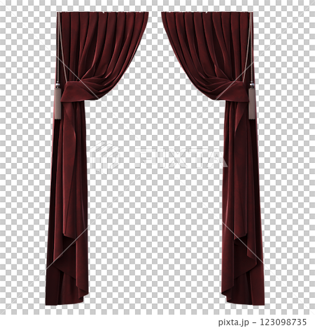 curtain isolated on a transparent background, interior decorations, 3D illustration, cg render 123098735