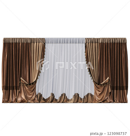 curtain isolated on a transparent background, interior decorations, 3D illustration, cg render curtain isolated on a transparent background, interior decorations, 3D illustration, cg render 123098737