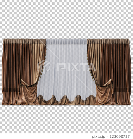 curtain isolated on a transparent background, interior decorations, 3D illustration, cg render curtain isolated on a transparent background, interior decorations, 3D illustration, cg render 123098737
