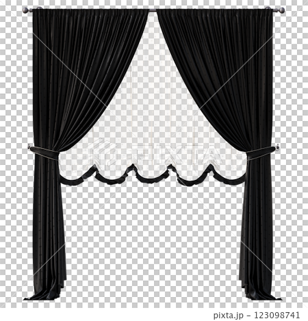 curtain isolated on a transparent background, interior decorations, 3D illustration, cg render 123098741
