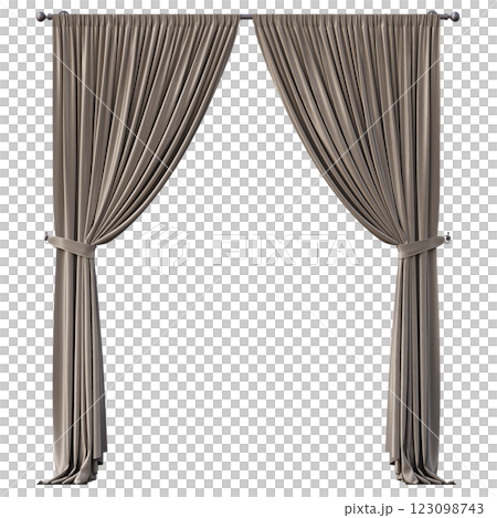 curtain isolated on a transparent background, interior decorations, 3D illustration, cg render 123098743