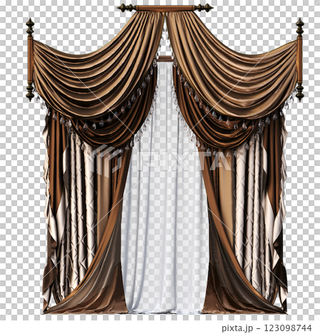 curtain isolated on a transparent background, interior decorations, 3D illustration, cg render curtain isolated on a transparent background, interior decorations, 3D illustration, cg render 123098744