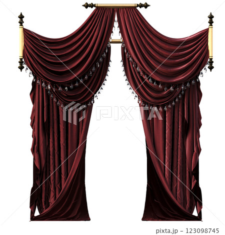 curtain isolated on a transparent background, interior decorations, 3D illustration, cg render curtain isolated on a transparent background, interior decorations, 3D illustration, cg render 123098745