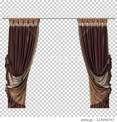 curtain isolated on a transparent background, interior decorations, 3D illustration, cg render curtain isolated on a transparent background, interior decorations, 3D illustration, cg render 123098747
