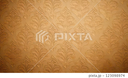 《AI画像》薄っすらと模様の入った薄茶色の壁紙のテクスチャー 123098974