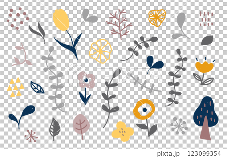 一組可愛的手繪斯堪的納維亞風格插圖 123099354