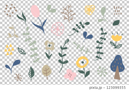 一組可愛的手繪斯堪的納維亞風格插圖 一組可愛的手繪斯堪的納維亞風格插圖 123099355