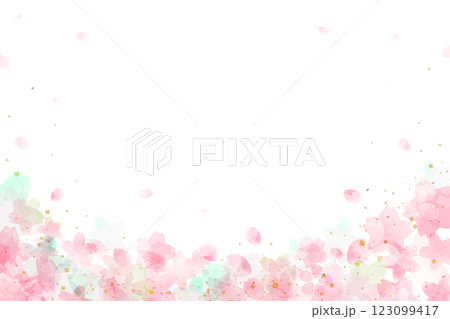 桜の水彩風背景イラスト、春の水彩風バックグラウンド 123099417