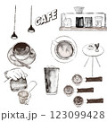 カフェのおしゃれな雑貨や雰囲気を描きました 123099428