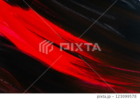 赤色と黒色の絵具で塗った背景 123099578