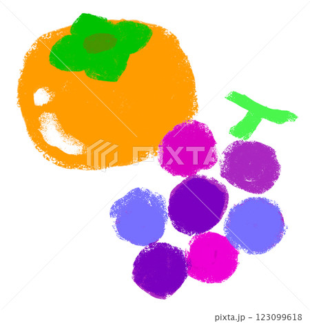 クレヨンタッチ　柿と葡萄 123099618