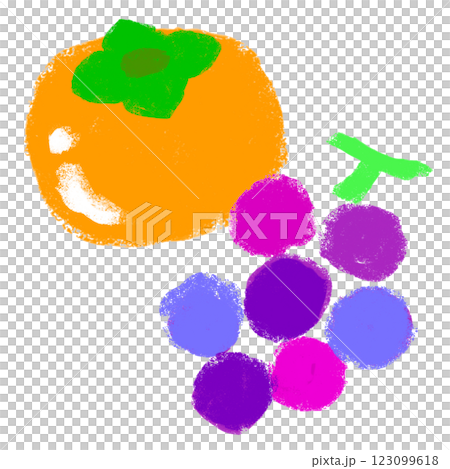 クレヨンタッチ　柿と葡萄 123099618