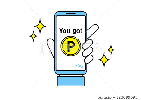 スマホでポイントをゲットしたイメージイラスト 123099695