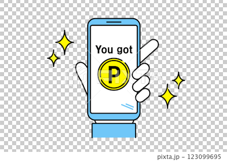 スマホでポイントをゲットしたイメージイラスト 123099695