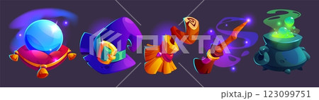 Halloween witch accessories set on background 123099751