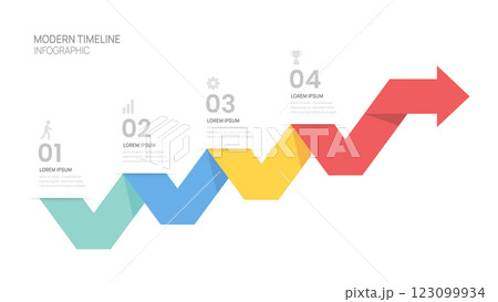 Infographics arrow symbol timeline 4 steps business to success template. vector illustration. 123099934