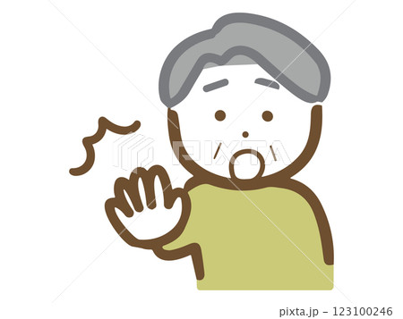 ストップをかけるシニア男性(上半身) 123100246