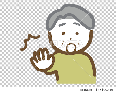 ストップをかけるシニア男性(上半身) 123100246