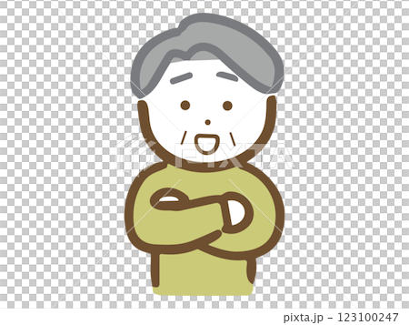 交叉雙臂微笑的老人 123100247