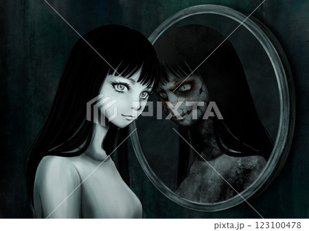 鏡の中の怖い顔 鏡の中の怖い顔 123100478