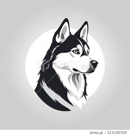 シベリアンハスキーのポートレートイラスト 123100509