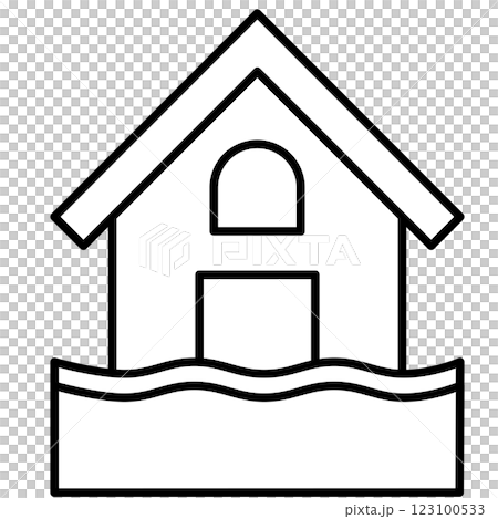 Illustration of a house suffering from flood damage Illustration of a house suffering from flood damage 123100533