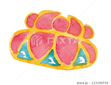 沖縄の花笠　手描き水彩イラスト 123100559